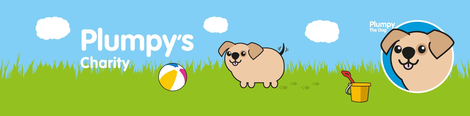 Decorative banner of Plumpy The Dog Charity header