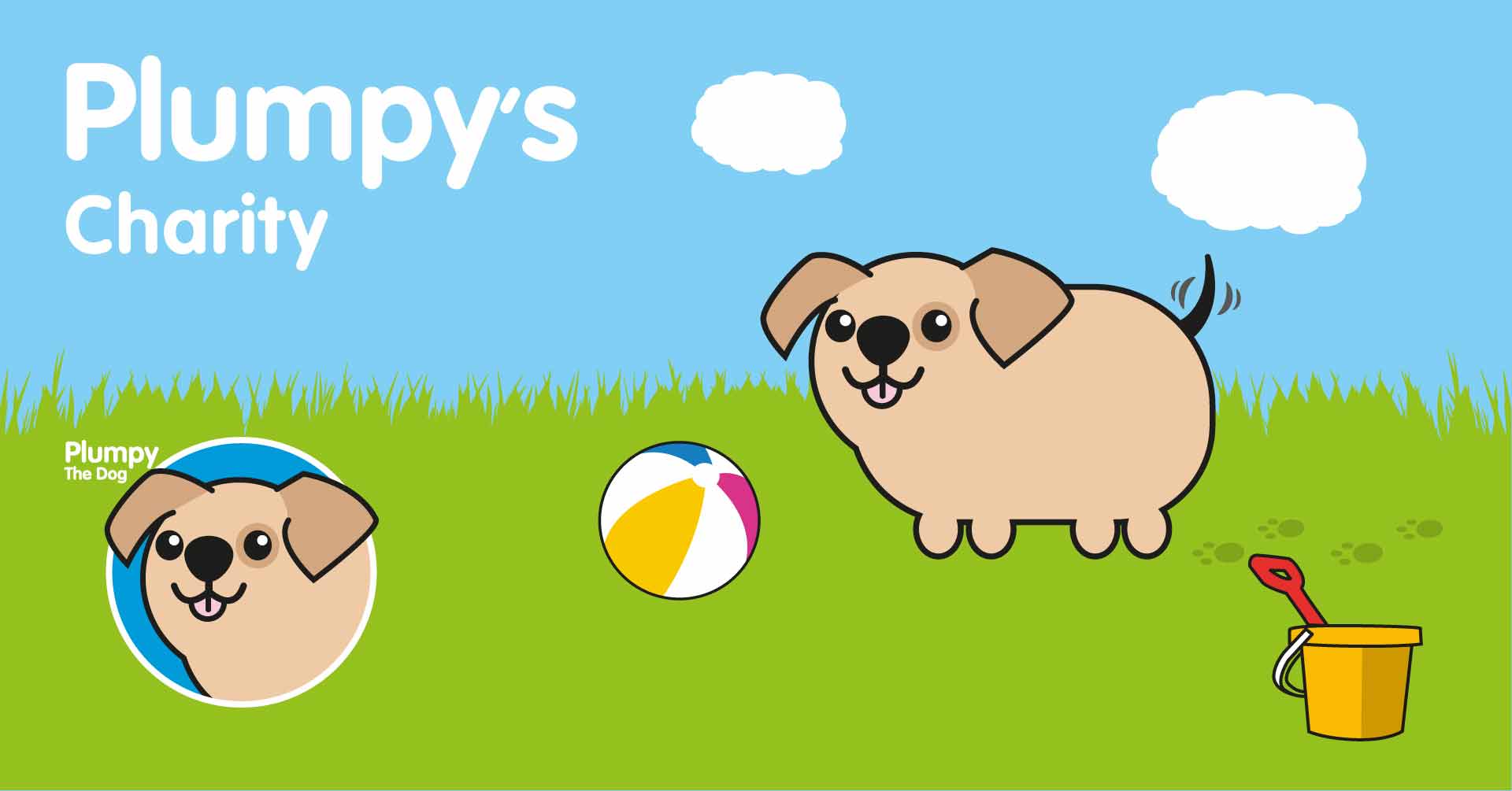Decorative banner of Plumpy The Dog Charity header